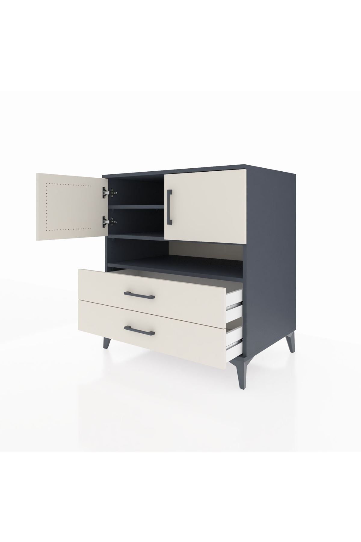 Kronos Şifonyer 3 Raflı 2 Çekmeceli 2 Kapaklı 88x59x96 Antrasit-Aytaşı