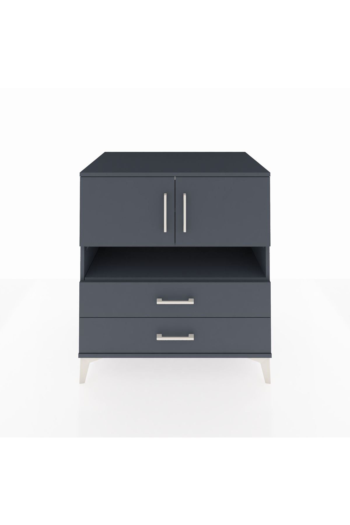 Kronos Şifonyer 3 Raflı 2 Çekmeceli 2 Kapaklı 88x59x96 Antrasit-Antrasit