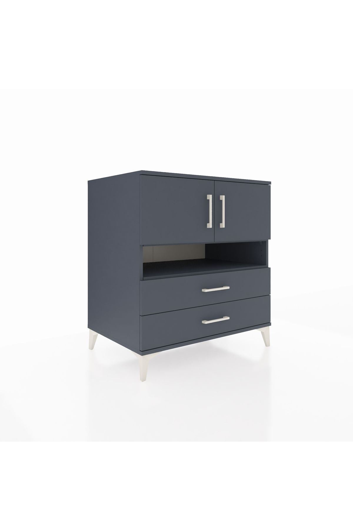 Kronos Şifonyer 3 Raflı 2 Çekmeceli 2 Kapaklı 88x59x96 Antrasit-Antrasit