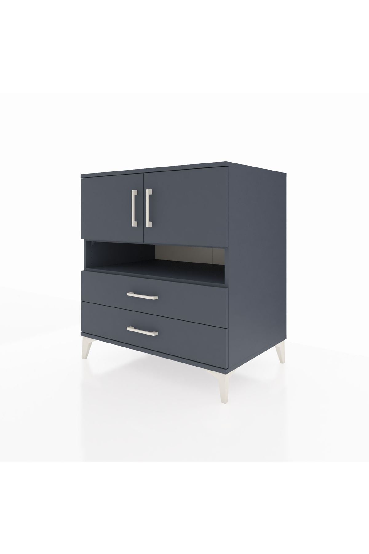 Kronos Şifonyer 3 Raflı 2 Çekmeceli 2 Kapaklı 88x59x96 Antrasit-Antrasit