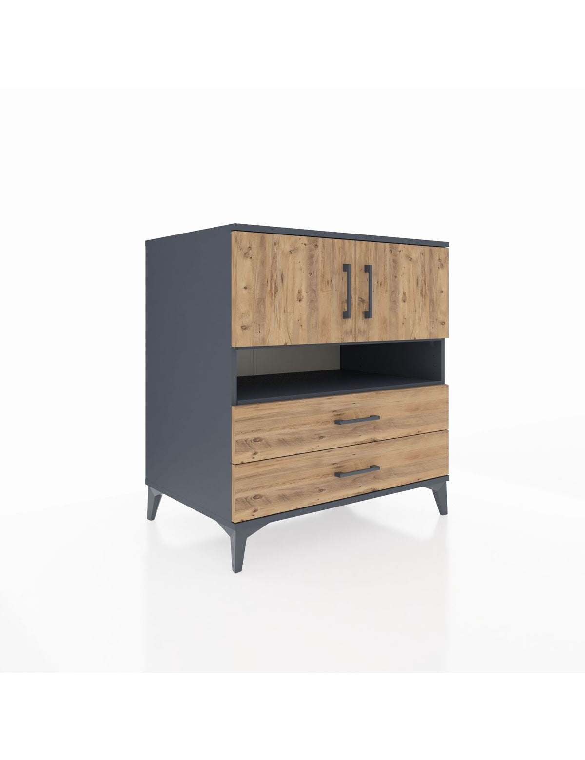 Kronos Şifonyer 3 Raflı 2 Çekmeceli 2 Kapaklı 88x59x96 Antrasit-Çam