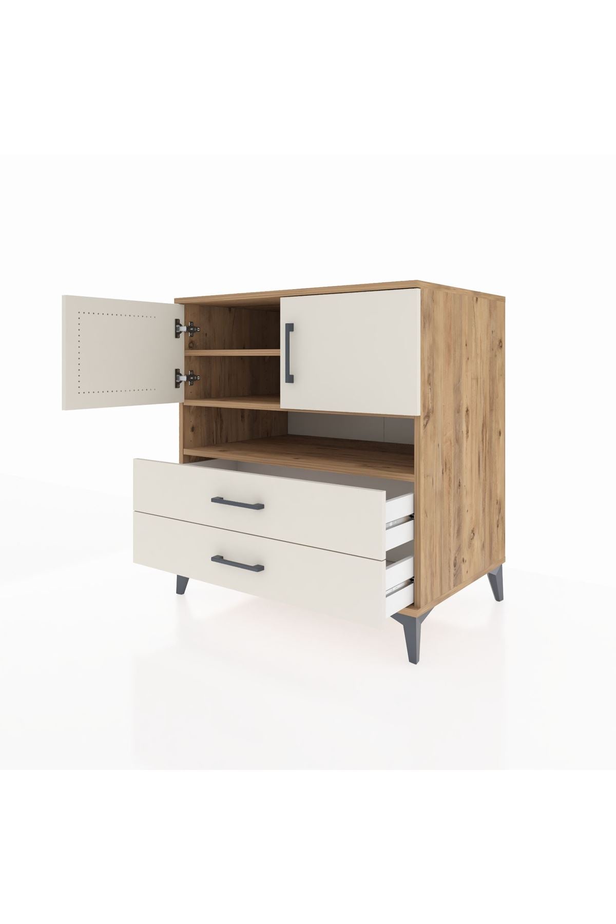 Kronos Şifonyer 3 Raflı 2 Çekmeceli 2 Kapaklı 88x59x96 Çam-Aytaşı