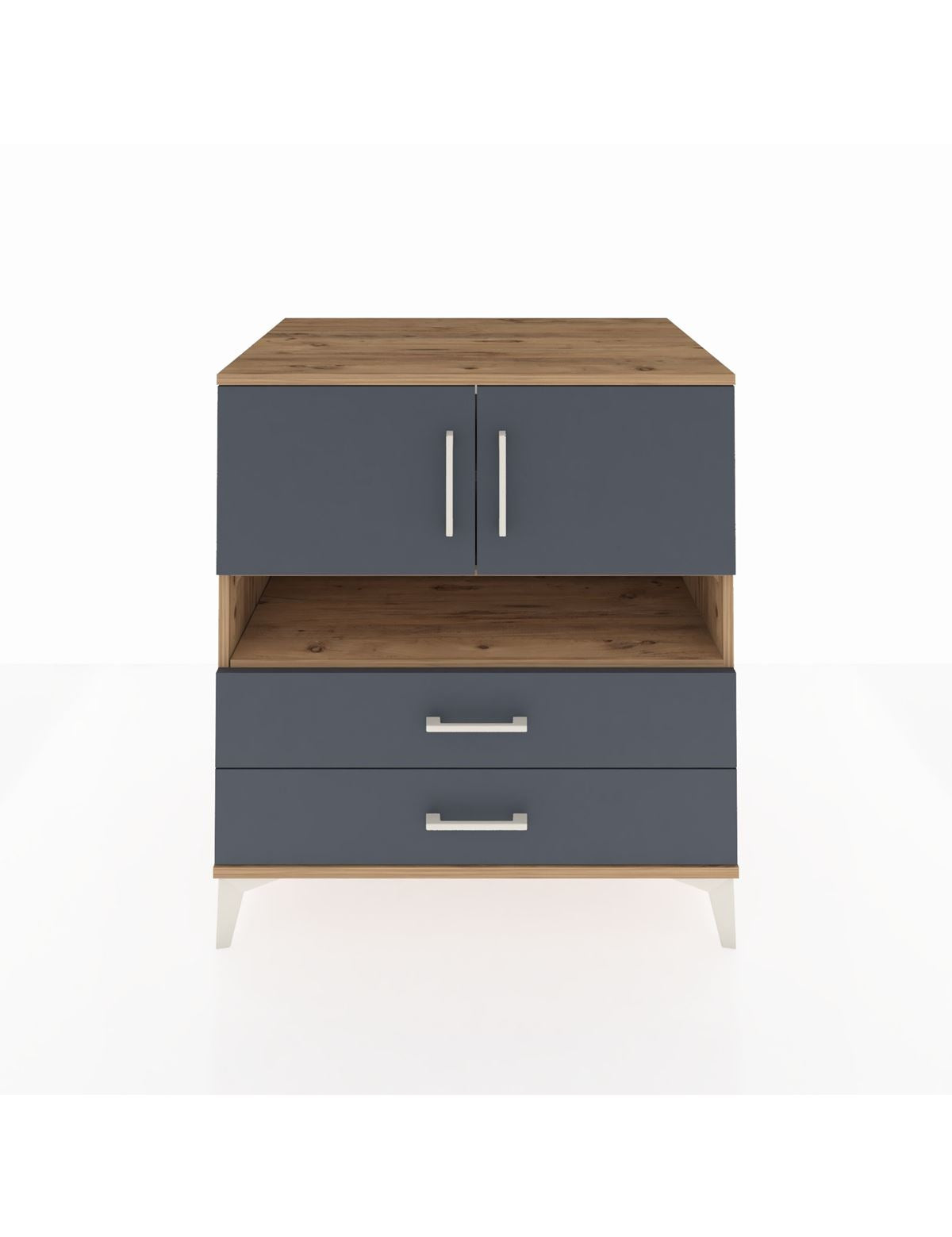 Kronos Şifonyer 3 Raflı 2 Çekmeceli 2 Kapaklı 88x59x96 Çam-Antrasit