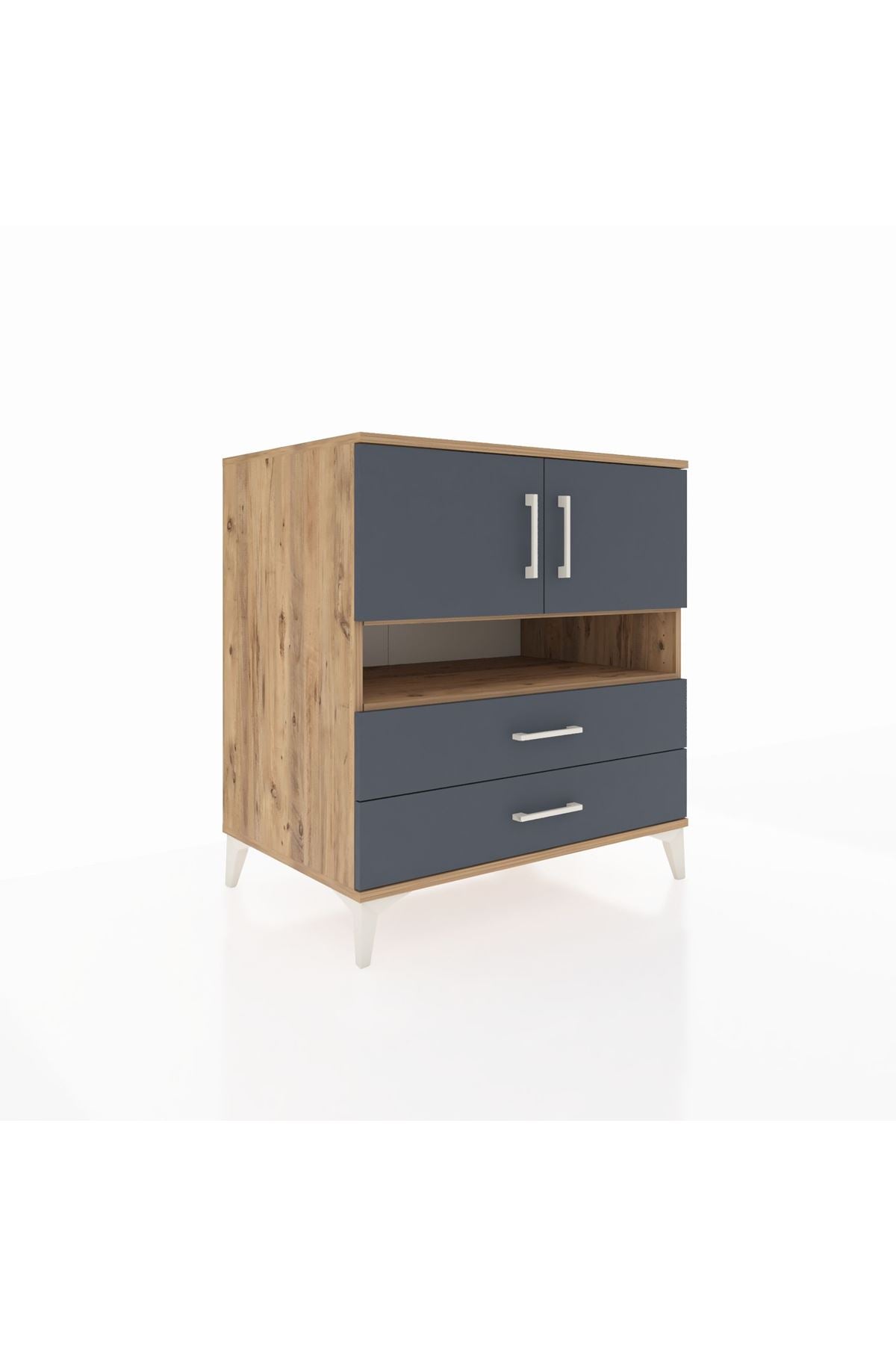 Kronos Şifonyer 3 Raflı 2 Çekmeceli 2 Kapaklı 88x59x96 Çam-Antrasit