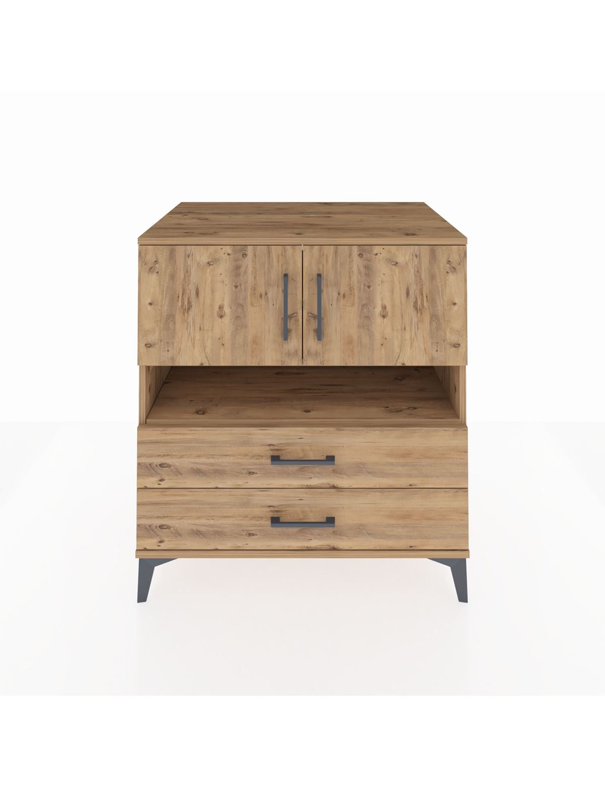 Kronos Şifonyer 3 Raflı 2 Çekmeceli 2 Kapaklı 88x59x96 Çam-Çam