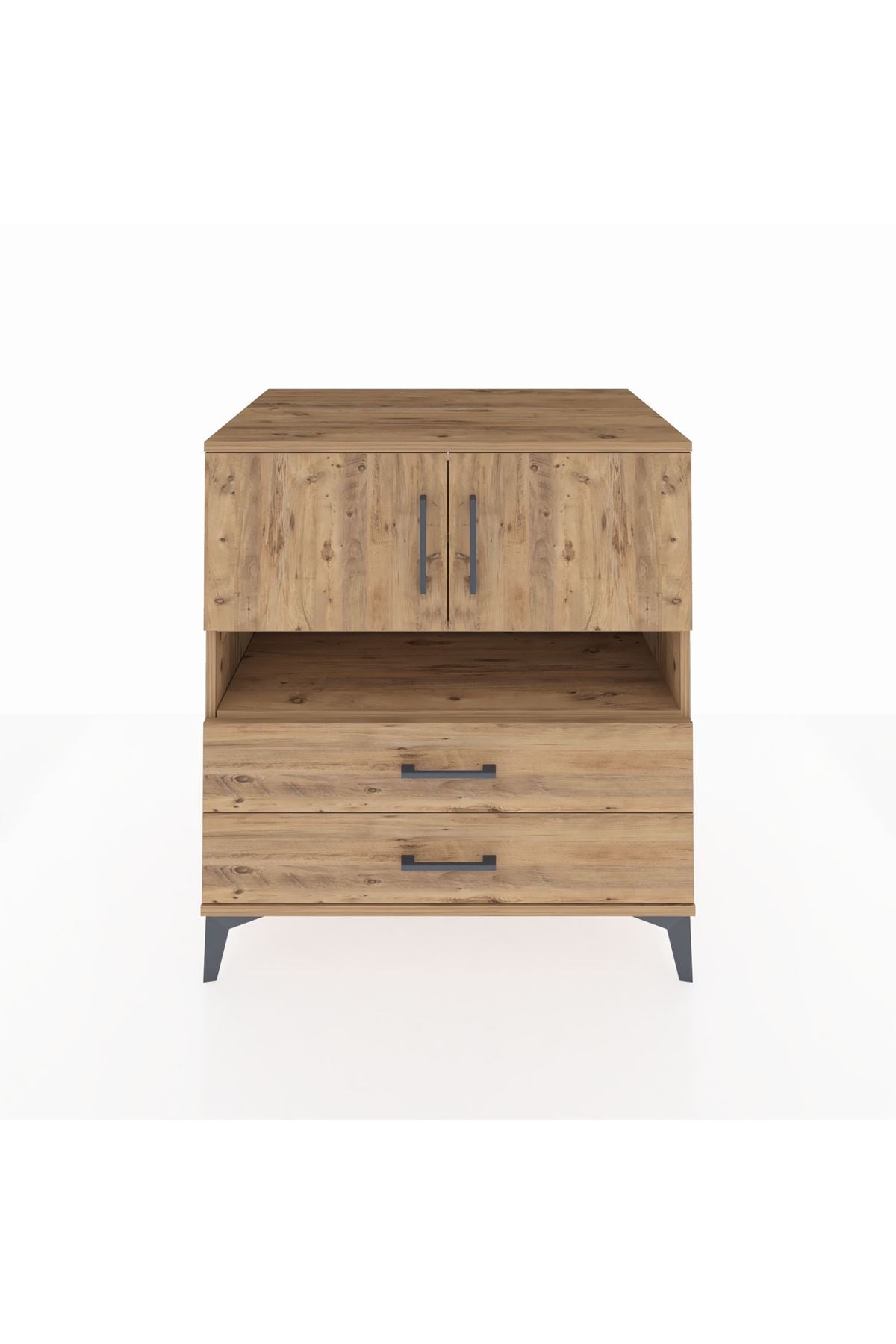 Kronos Şifonyer 3 Raflı 2 Çekmeceli 2 Kapaklı 88x59x96 Çam-Çam