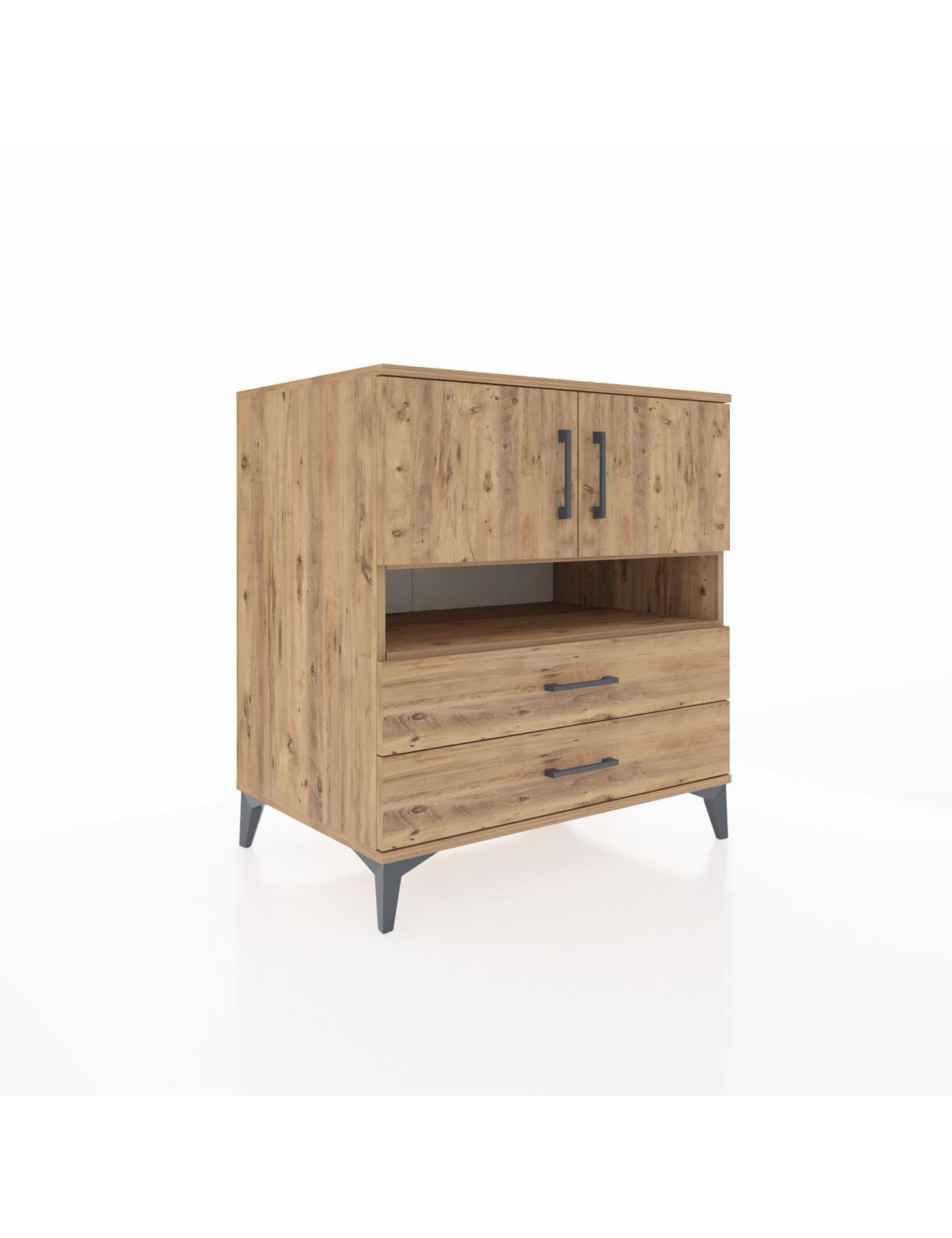 Kronos Şifonyer 3 Raflı 2 Çekmeceli 2 Kapaklı 88x59x96 Çam-Çam