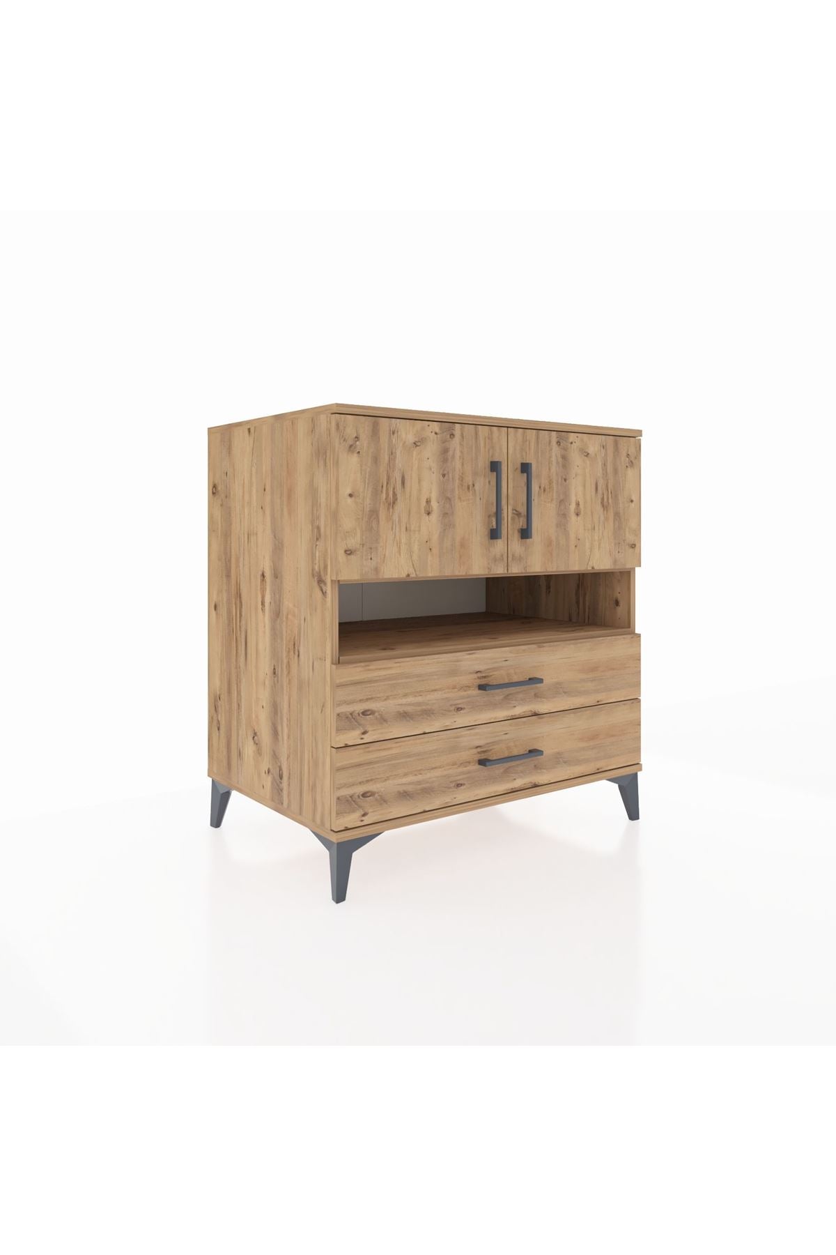 Kronos Şifonyer 3 Raflı 2 Çekmeceli 2 Kapaklı 88x59x96 Çam-Çam