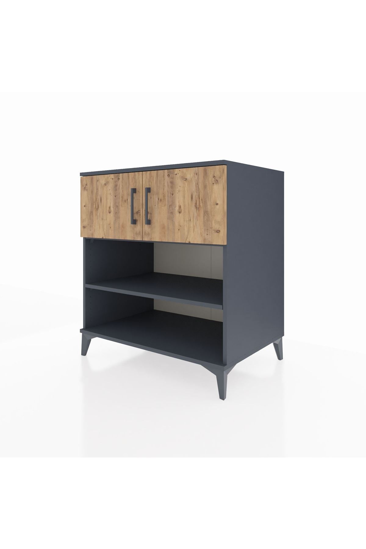 Kronos Şifonyer 3 Raflı 2 Kapaklı 88x59x96 Antrasit-Çam