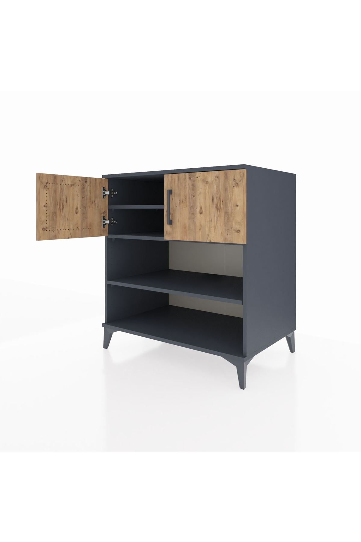 Kronos Şifonyer 3 Raflı 2 Kapaklı 88x59x96 Antrasit-Çam