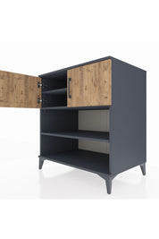 Kronos Şifonyer 3 Raflı 2 Kapaklı 88x59x96 Antrasit-Çam