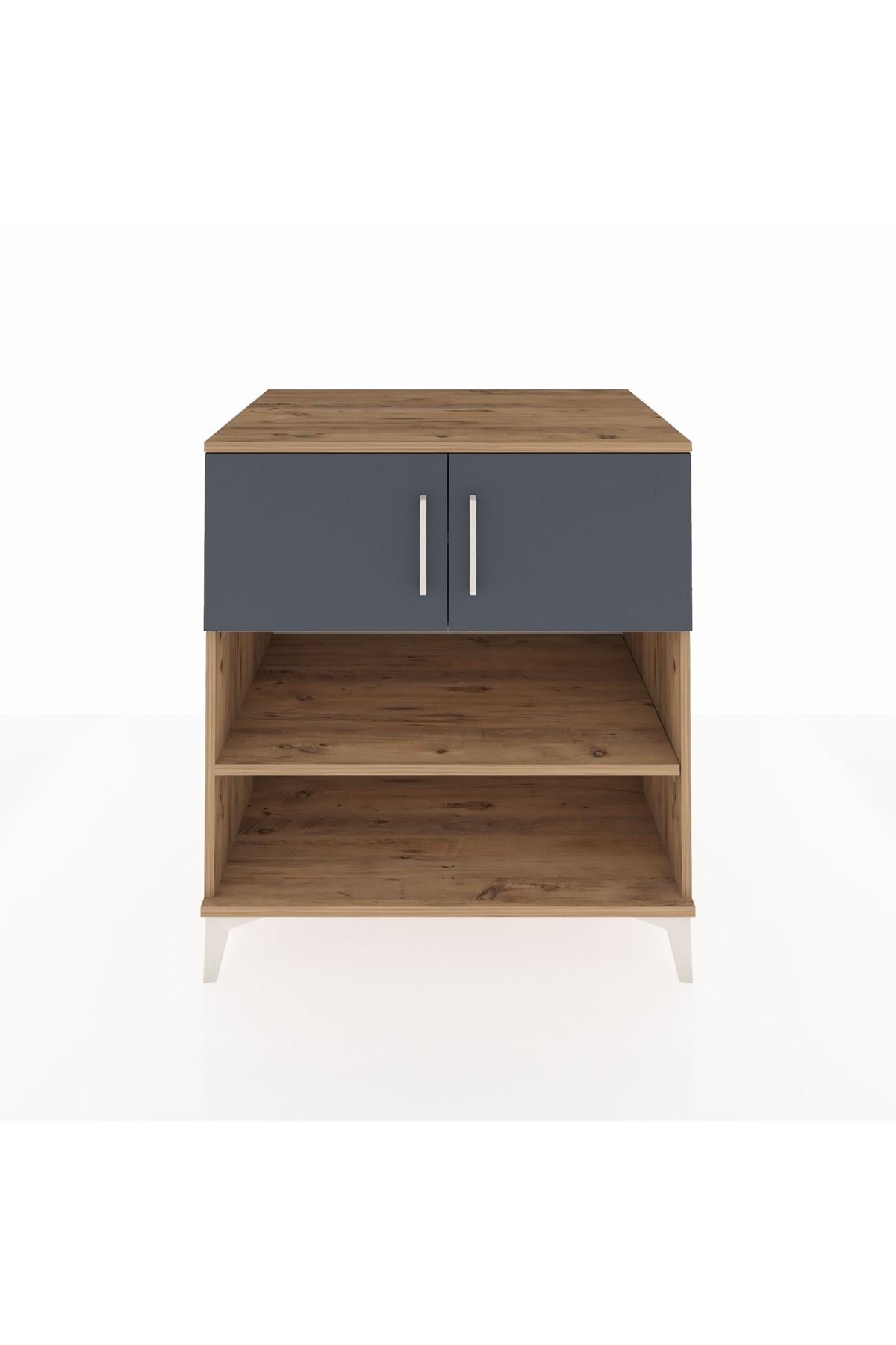 Kronos Şifonyer 3 Raflı 2 Kapaklı 88x59x96 Çam-Antrasit