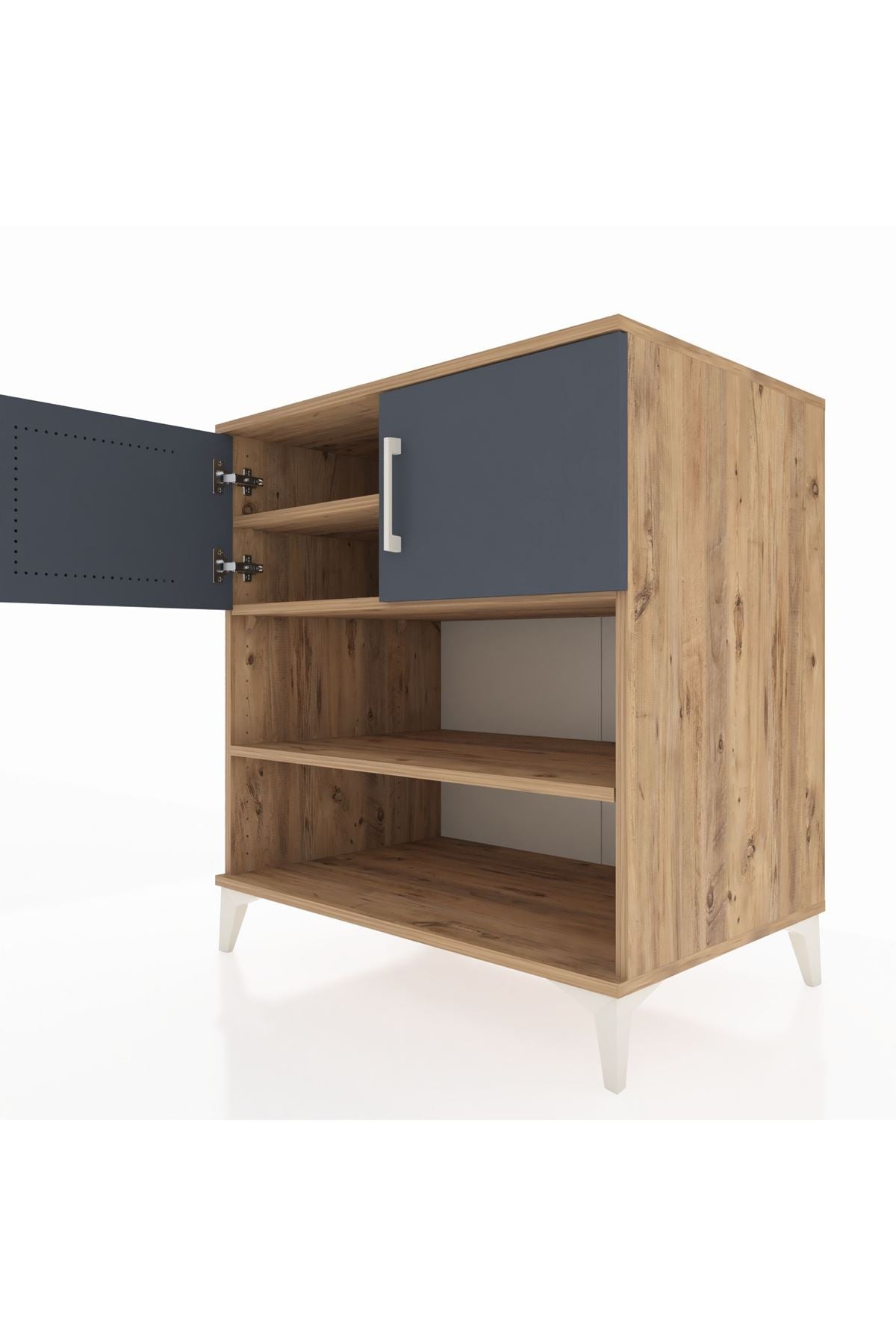 Kronos Şifonyer 3 Raflı 2 Kapaklı 88x59x96 Çam-Antrasit