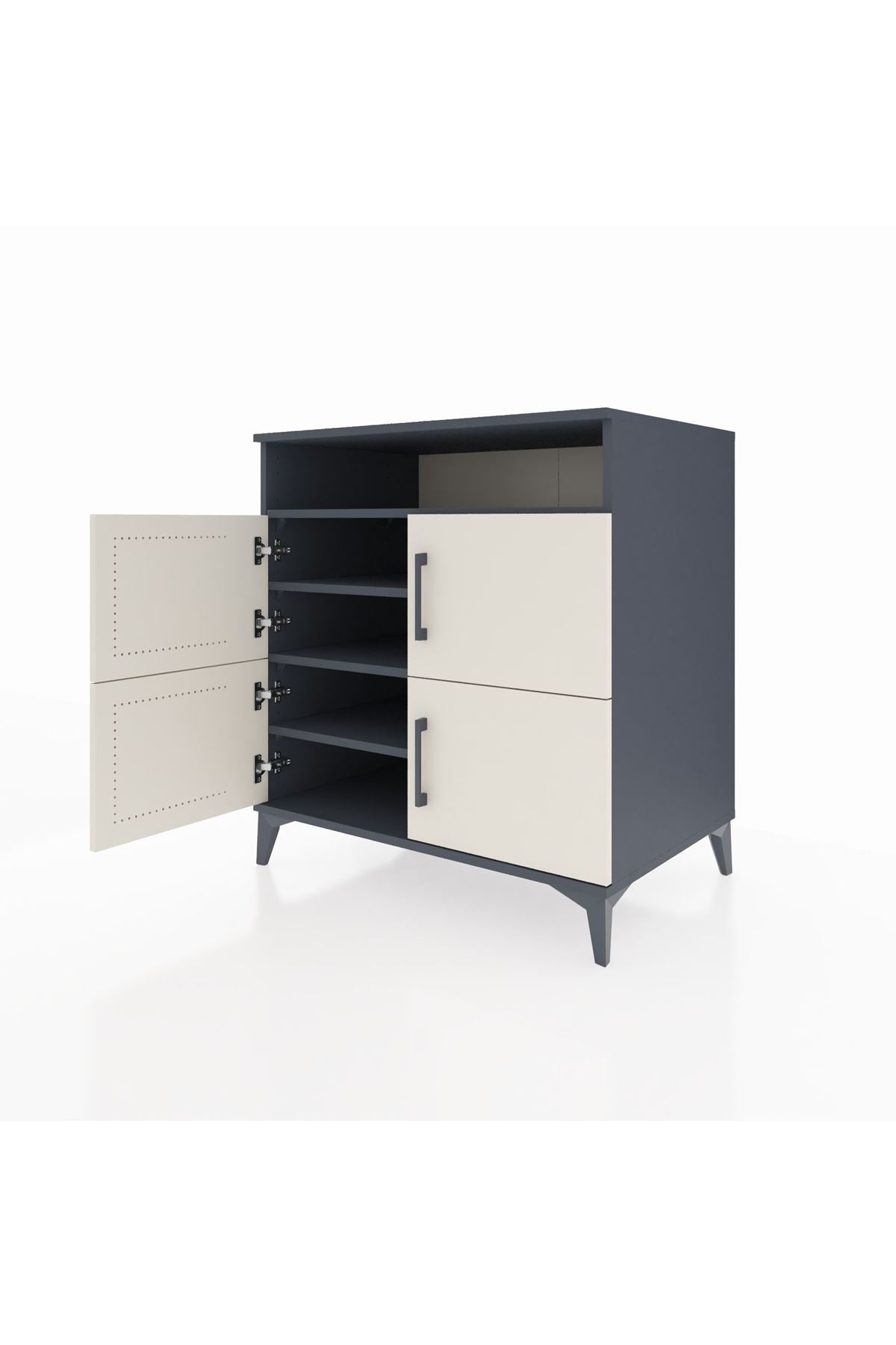 Kronos Şifonyer 4 Raflı 4 Kapaklı 88x59x96 Antrasit-Aytaşı