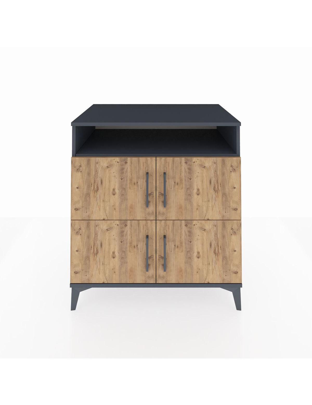 Kronos Şifonyer 4 Raflı 4 Kapaklı 88x59x96 Antrasit-Çam