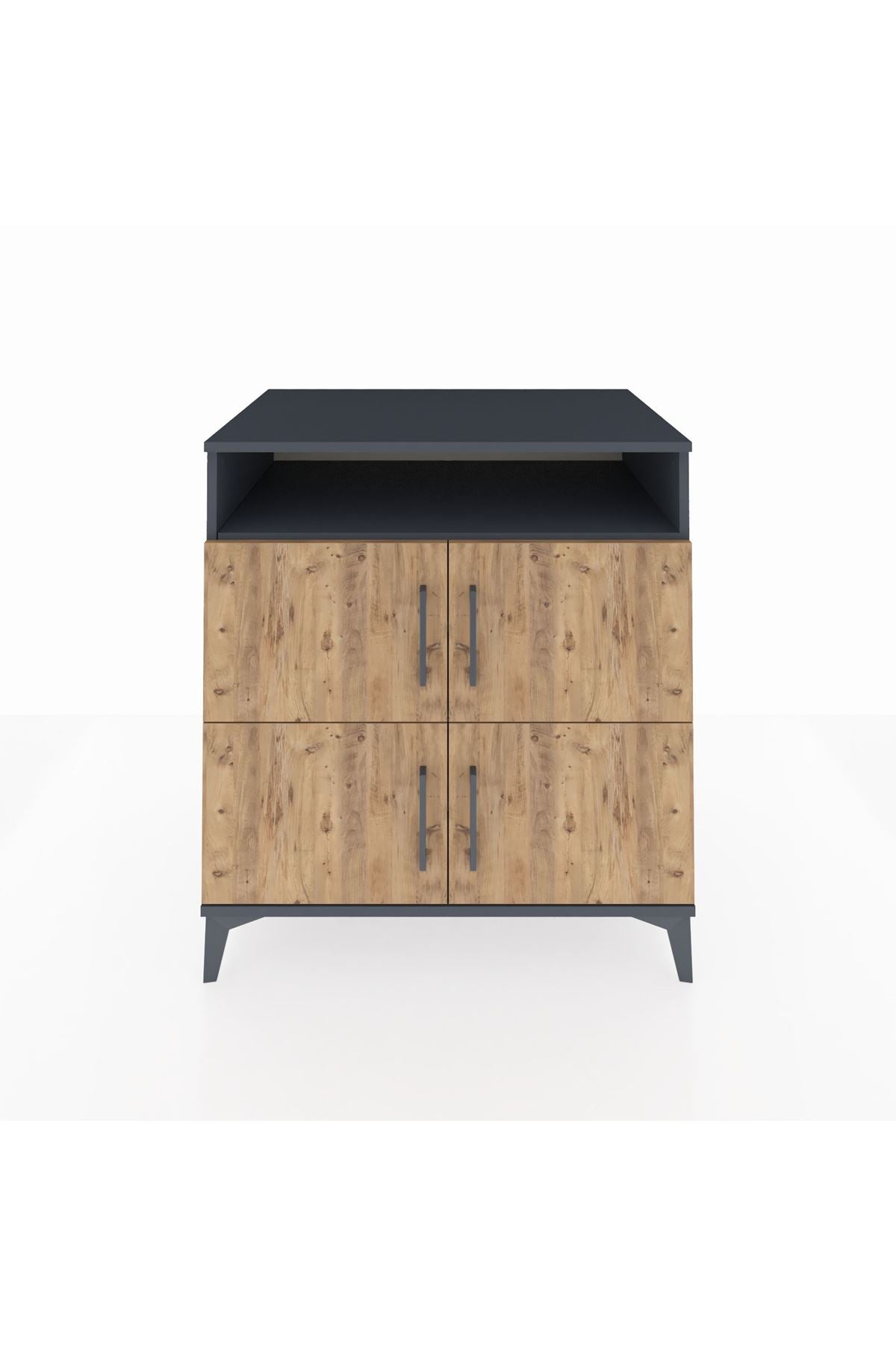 Kronos Şifonyer 4 Raflı 4 Kapaklı 88x59x96 Antrasit-Çam