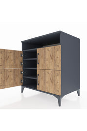 Kronos Şifonyer 4 Raflı 4 Kapaklı 88x59x96 Antrasit-Çam