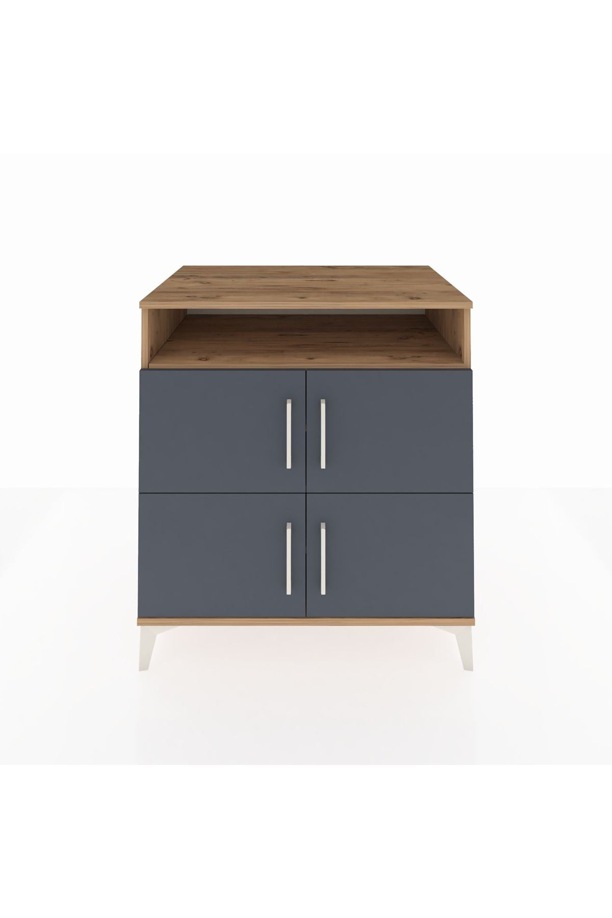 Kronos Şifonyer 4 Raflı 4 Kapaklı 88x59x96 Çam-Antrasit