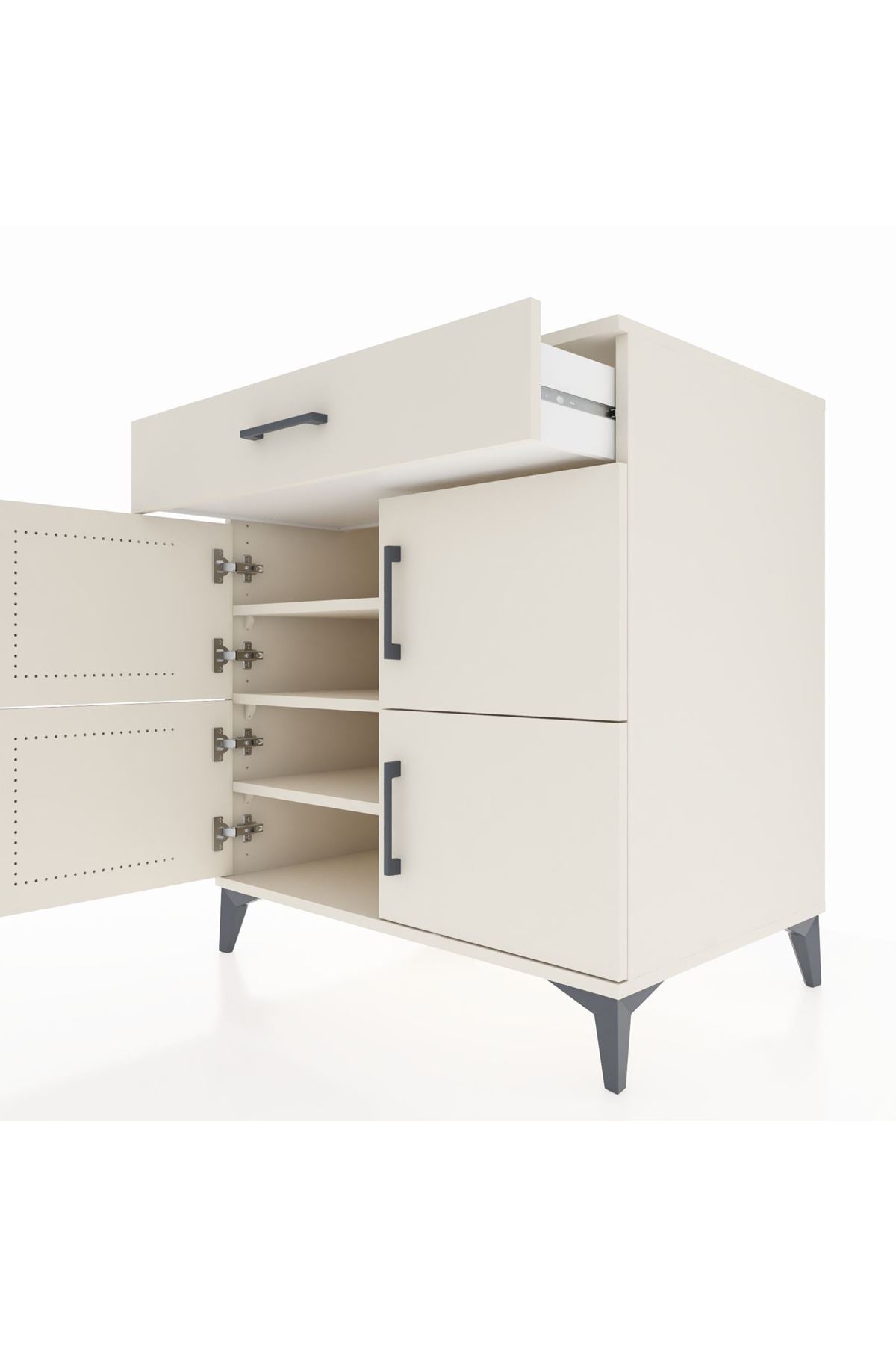 Kronos Şifonyer 3 Raflı Tek Çekmeceli 4 Kapaklı 88x59x96 Aytaşı-Aytaşı