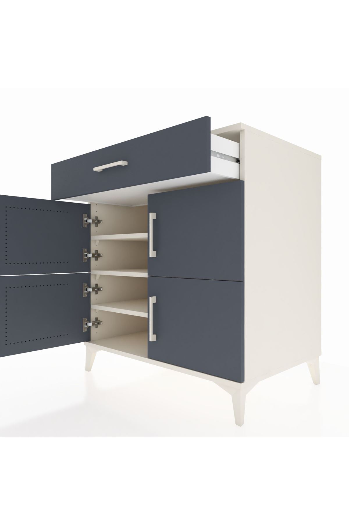 Kronos Şifonyer 3 Raflı Tek Çekmeceli 4 Kapaklı 88x59x96 Aytaşı-Antrasit