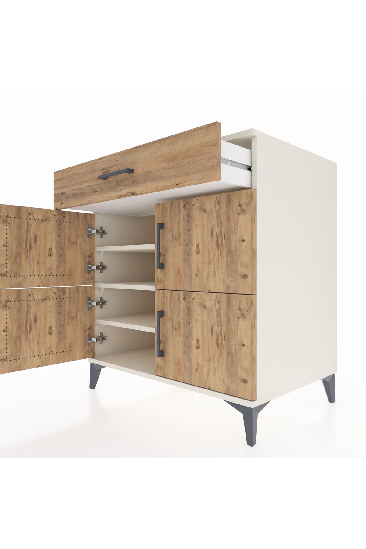 Kronos Şifonyer 3 Raflı Tek Çekmeceli 4 Kapaklı 88x59x96 Aytaşı-Çam