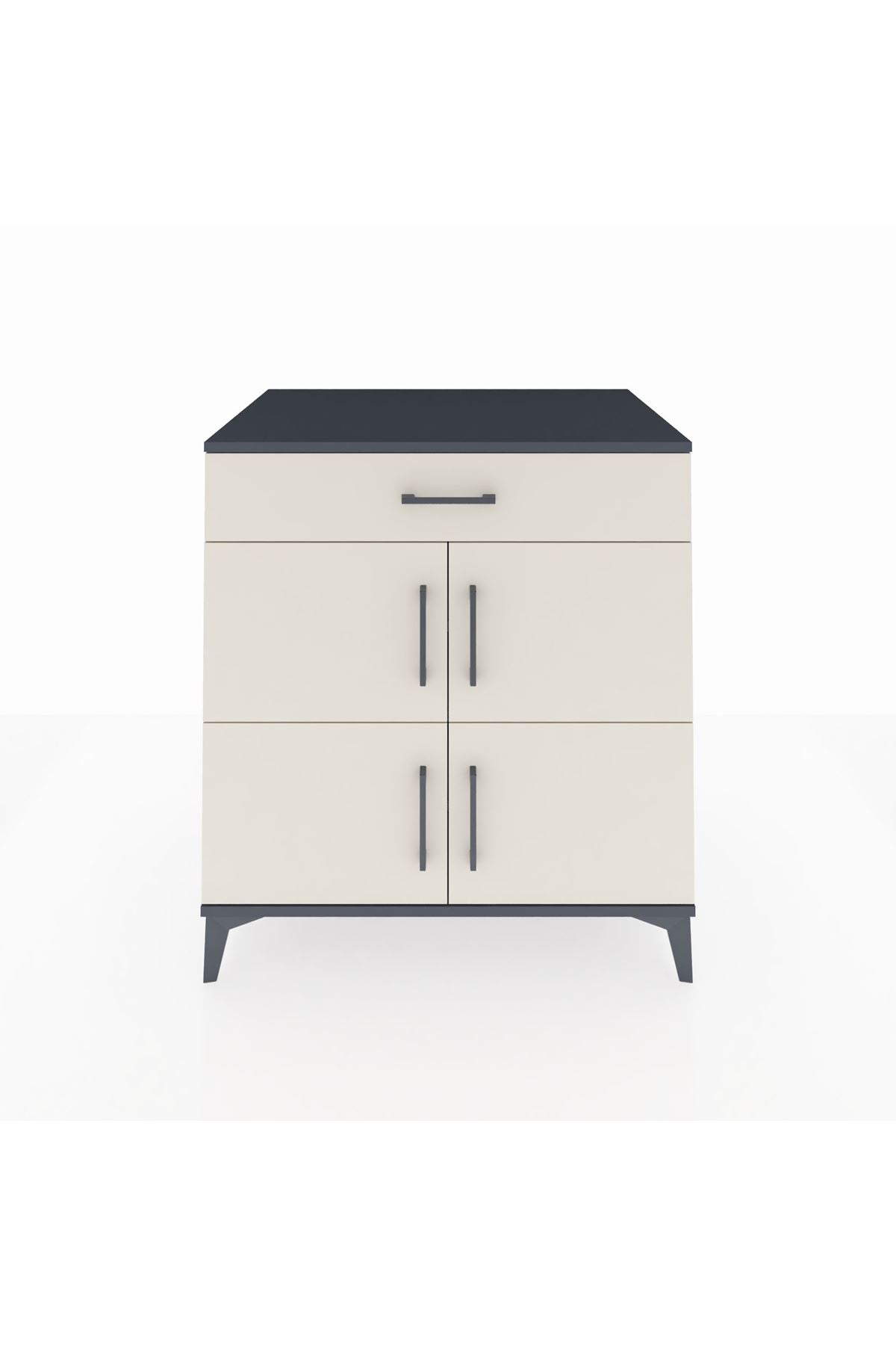 Kronos Şifonyer 3 Raflı Tek Çekmeceli 4 Kapaklı 88x59x96 Antrasit-Aytaşı