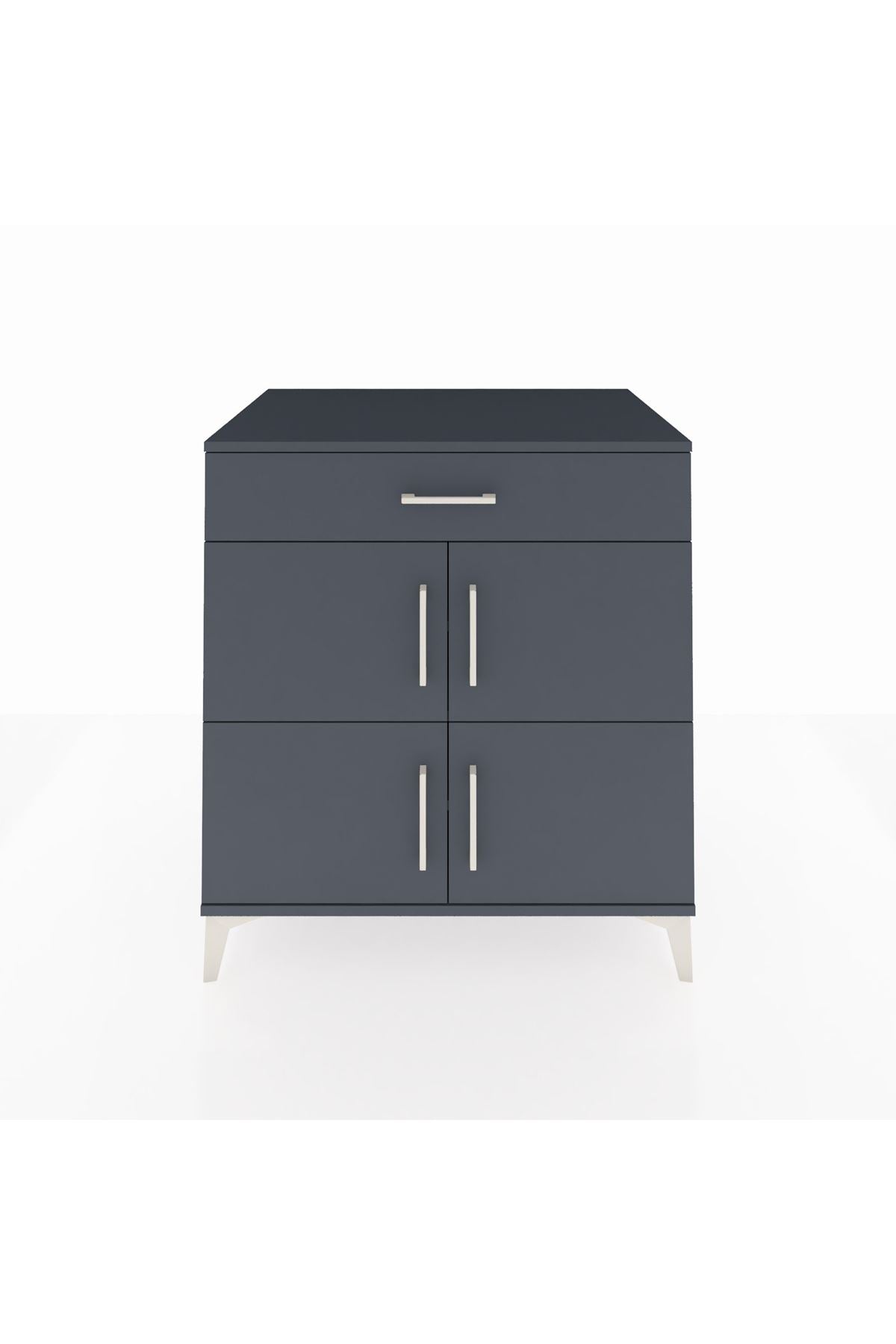 Kronos Şifonyer 3 Raflı Tek Çekmeceli 4 Kapaklı 88x59x96 Antrasit-Antrasit