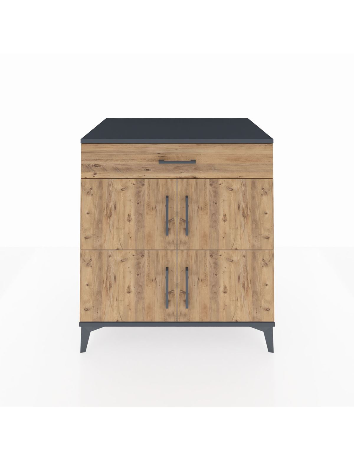 Kronos Şifonyer 3 Raflı Tek Çekmeceli 4 Kapaklı 88x59x96 Antrasit-Çam