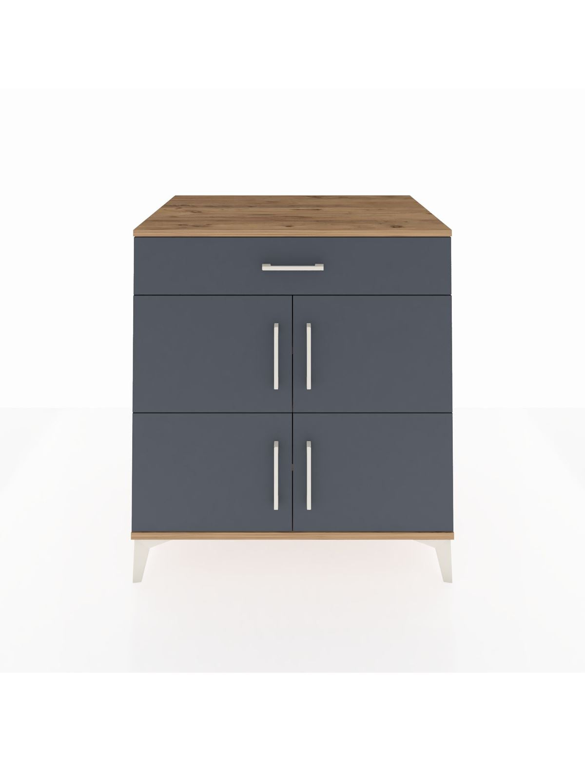 Kronos Şifonyer 3 Raflı Tek Çekmeceli 4 Kapaklı 88x59x96 Çam-Antrasit