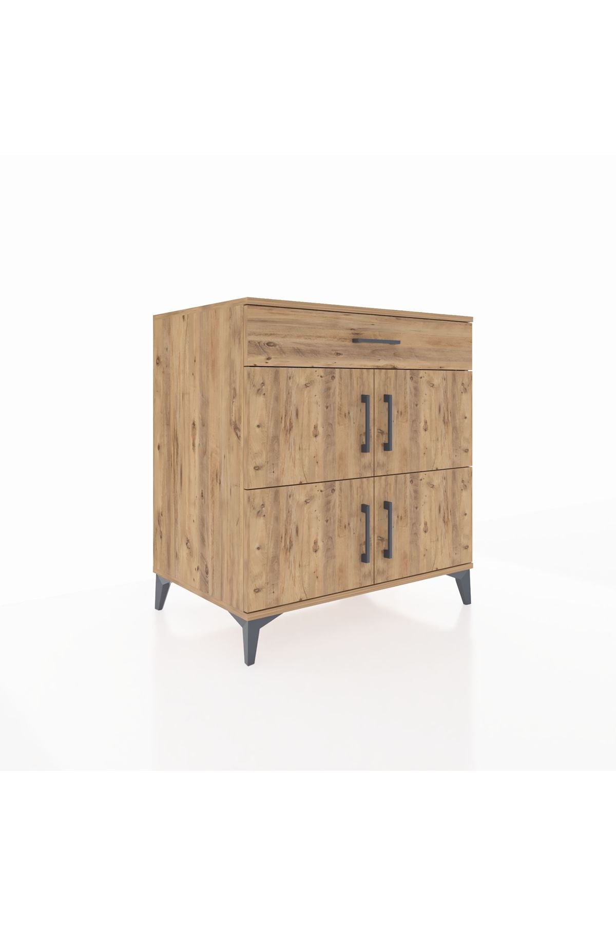 Kronos Şifonyer 3 Raflı Tek Çekmeceli 4 Kapaklı 88x59x96 Çam-Çam