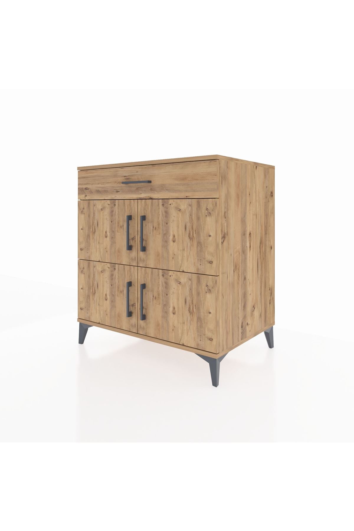 Kronos Şifonyer 3 Raflı Tek Çekmeceli 4 Kapaklı 88x59x96 Çam-Çam