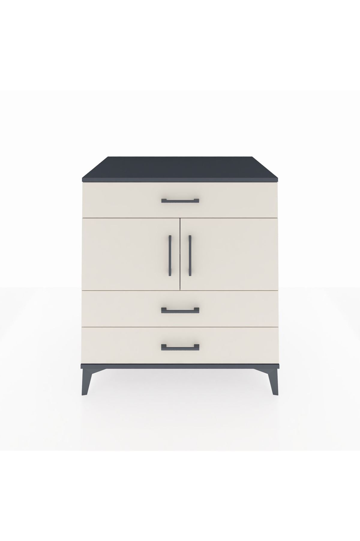 Kronos Şifonyer 2 Raflı 3 Çekmeceli 2 Kapaklı 88x59x96 Antrasit-Aytaşı