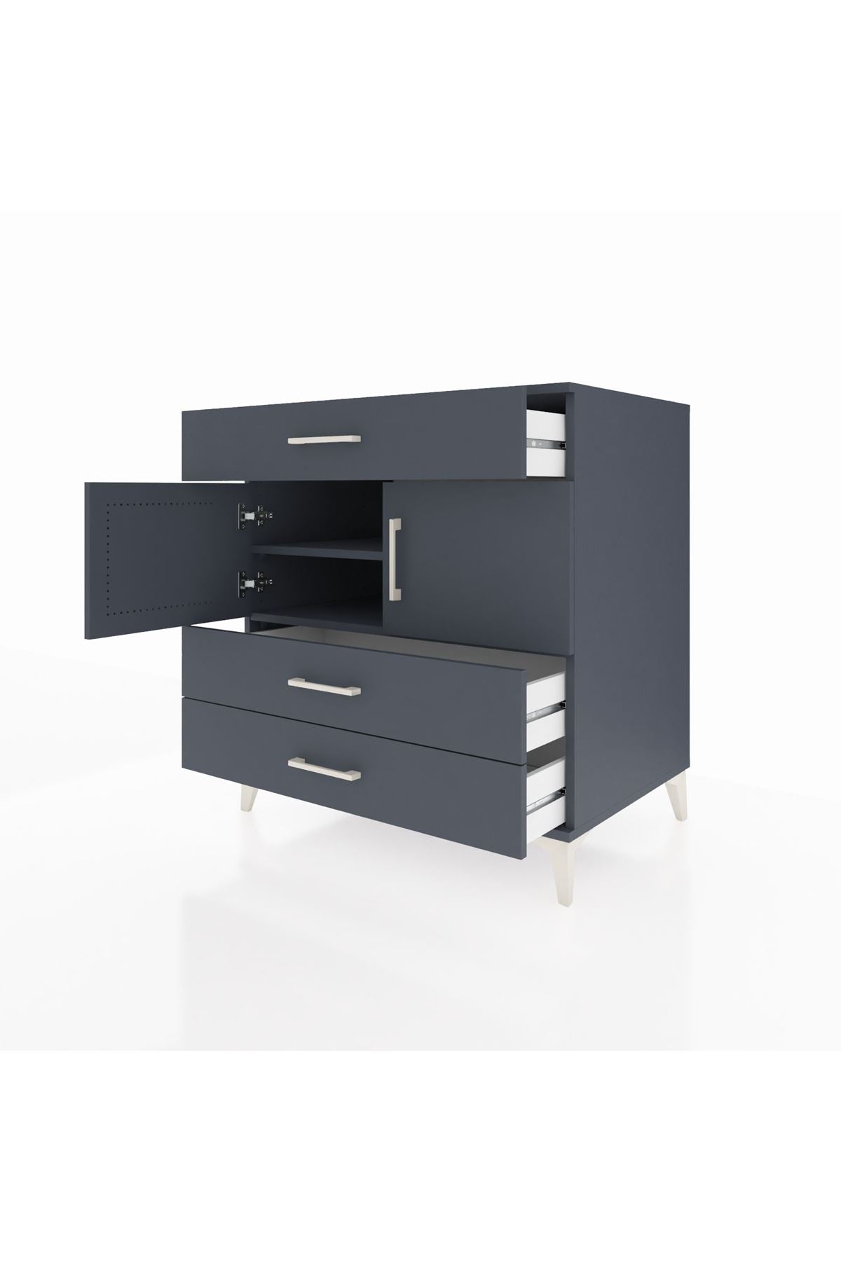 Kronos Şifonyer 2 Raflı 3 Çekmeceli 2 Kapaklı 88x59x96 Antrasit-Antrasit