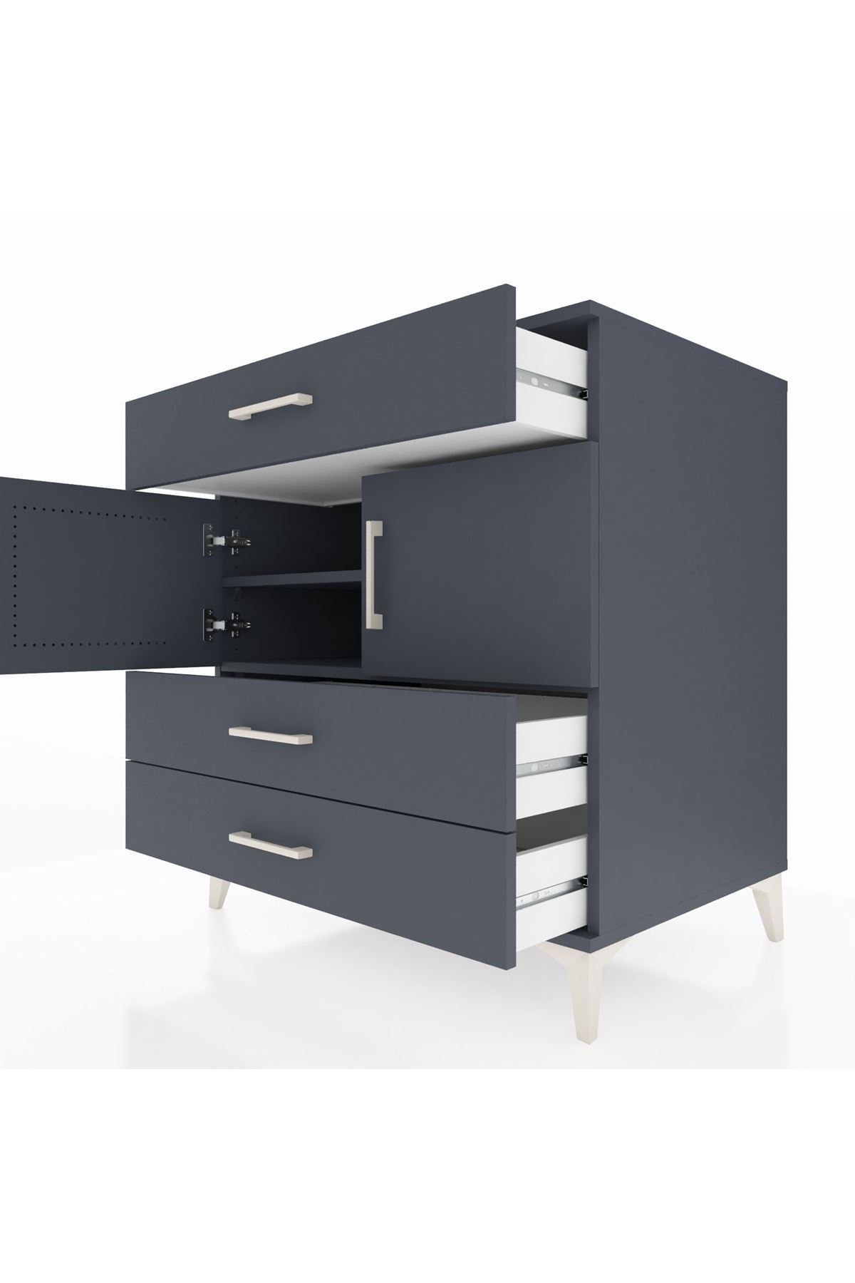 Kronos Şifonyer 2 Raflı 3 Çekmeceli 2 Kapaklı 88x59x96 Antrasit-Antrasit