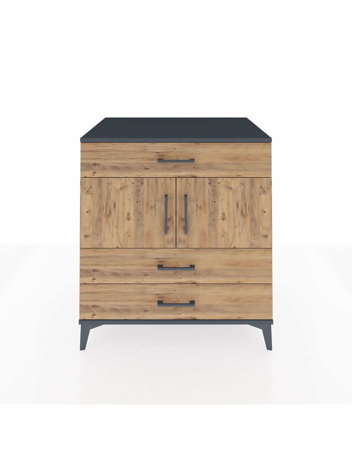 Kronos Şifonyer 2 Raflı 3 Çekmeceli 2 Kapaklı 88x59x96 Antrasit-Çam