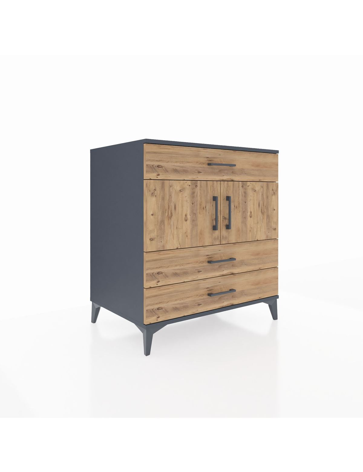 Kronos Şifonyer 2 Raflı 3 Çekmeceli 2 Kapaklı 88x59x96 Antrasit-Çam