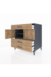 Kronos Şifonyer 2 Raflı 3 Çekmeceli 2 Kapaklı 88x59x96 Antrasit-Çam