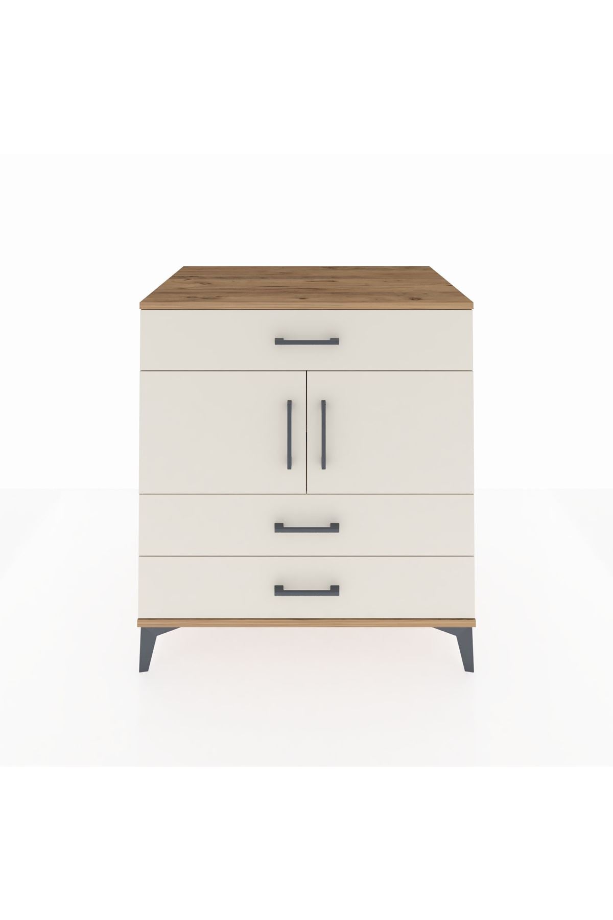 Kronos Şifonyer 2 Raflı 3 Çekmeceli 2 Kapaklı 88x59x96 Çam-Aytaşı