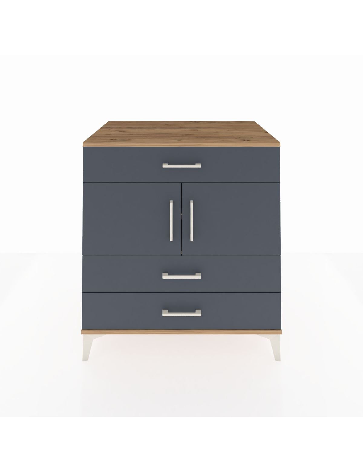 Kronos Şifonyer 2 Raflı 3 Çekmeceli 2 Kapaklı 88x59x96 Çam-Antrasit