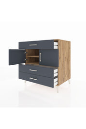 Kronos Şifonyer 2 Raflı 3 Çekmeceli 2 Kapaklı 88x59x96 Çam-Antrasit