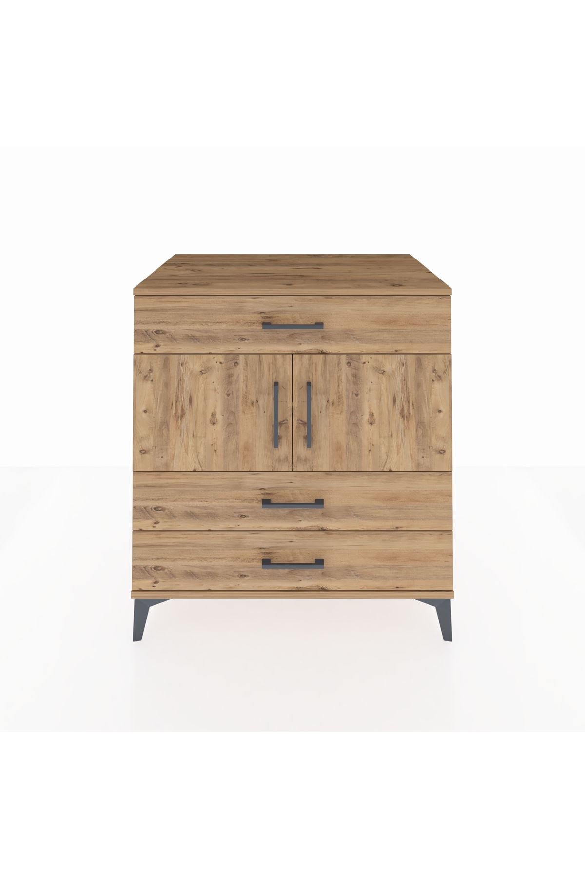 Kronos Şifonyer 2 Raflı 3 Çekmeceli 2 Kapaklı 88x59x96 Çam-Çam