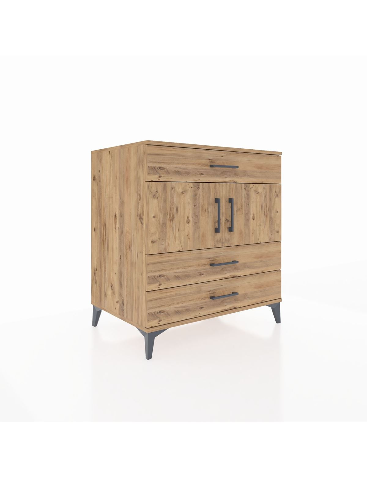 Kronos Şifonyer 2 Raflı 3 Çekmeceli 2 Kapaklı 88x59x96 Çam-Çam