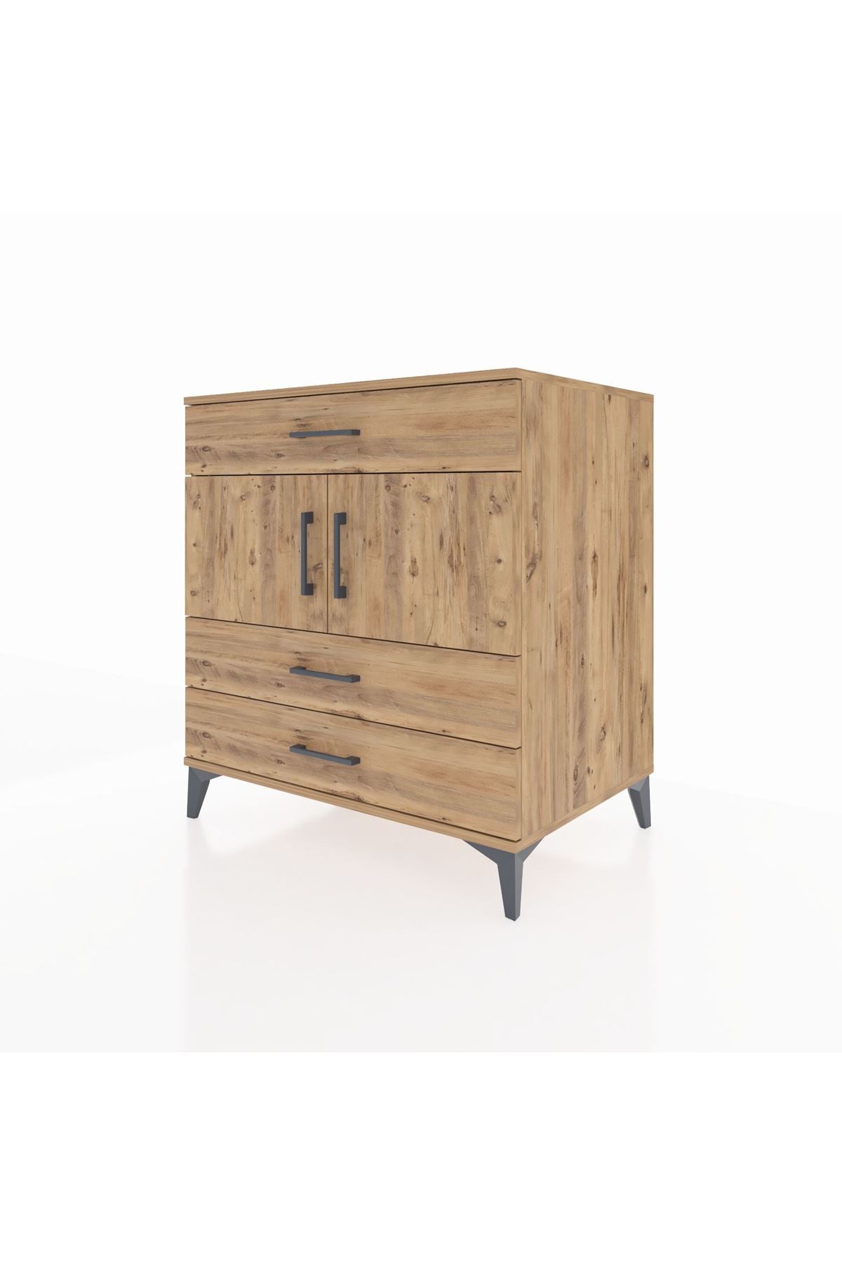 Kronos Şifonyer 2 Raflı 3 Çekmeceli 2 Kapaklı 88x59x96 Çam-Çam