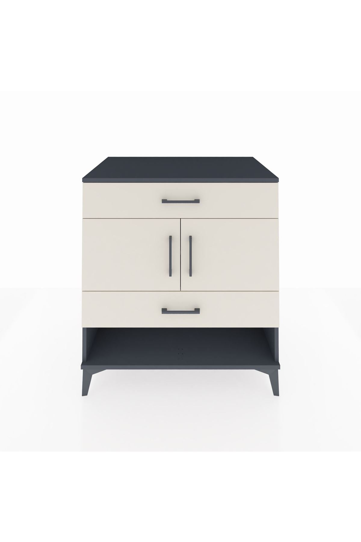 Kronos Şifonyer 2 Raflı 2 Çekmeceli 2 Kapaklı 88x59x96 Antrasit-Aytaşı