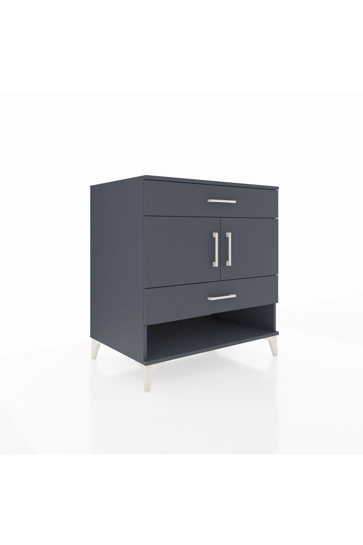 Kronos Şifonyer 2 Raflı 2 Çekmeceli 2 Kapaklı 88x59x96 Antrasit-Antrasit