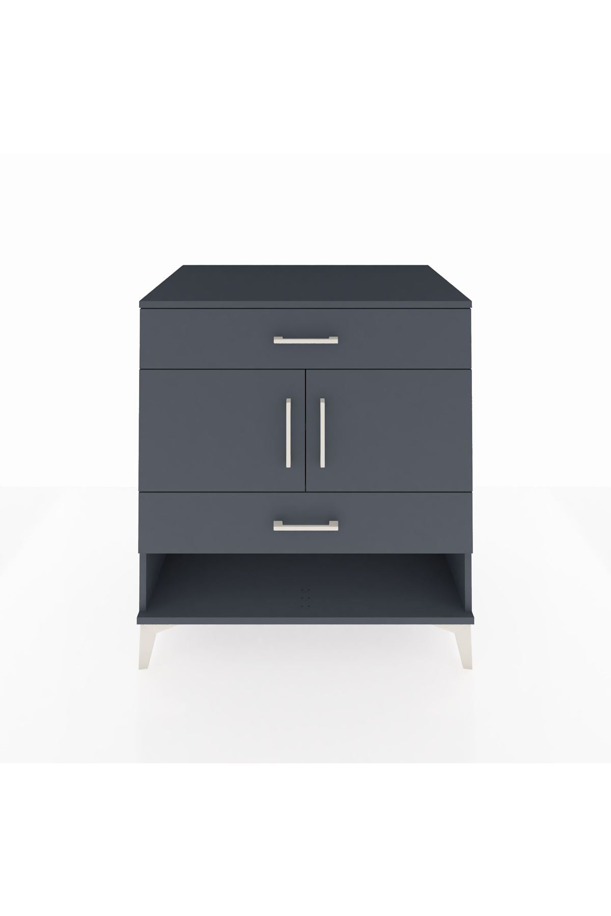 Kronos Şifonyer 2 Raflı 2 Çekmeceli 2 Kapaklı 88x59x96 Antrasit-Antrasit