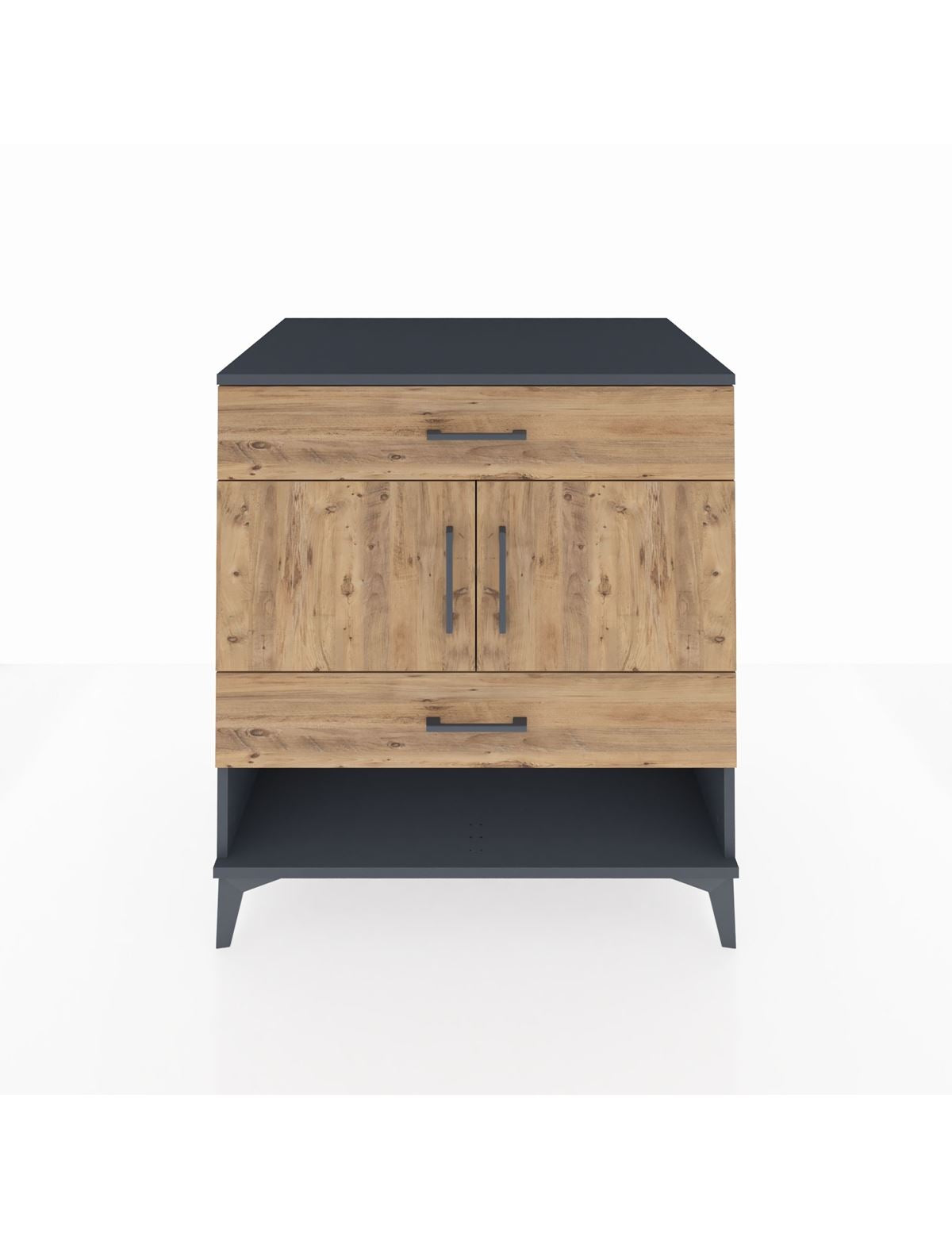 Kronos Şifonyer 2 Raflı 2 Çekmeceli 2 Kapaklı 88x59x96 Antrasit-Çam