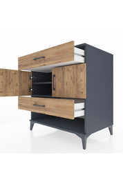 Kronos Şifonyer 2 Raflı 2 Çekmeceli 2 Kapaklı 88x59x96 Antrasit-Çam