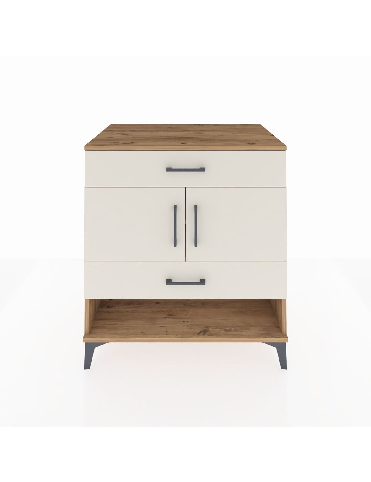 Kronos Şifonyer 2 Raflı 2 Çekmeceli 2 Kapaklı 88x59x96 Çam-Aytaşı