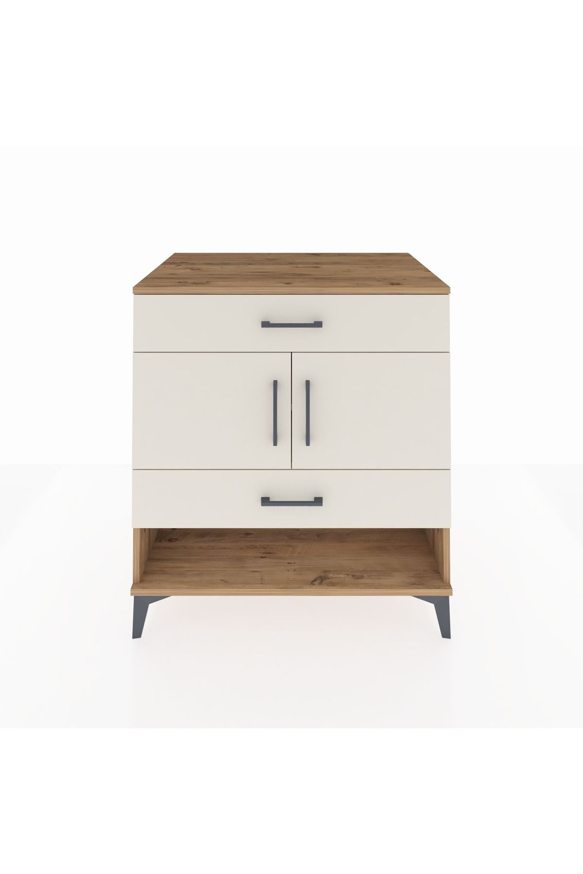 Kronos Şifonyer 2 Raflı 2 Çekmeceli 2 Kapaklı 88x59x96 Çam-Aytaşı